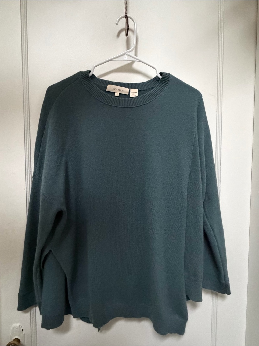 Inhabit Women’s Cashmere Asymmetrical Sweater in Teal